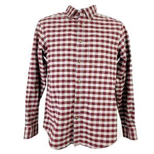 Old Navy Checkered Button Down Shirt Men's Small Burgundy Gray